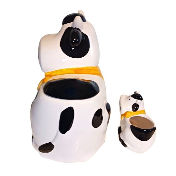 VTG Ceramic COW Novelty Cookie Jar Canister & Baby Cow Planter Set Farmhouse - Picture 3 of 8